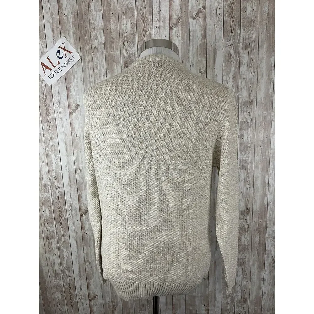 Alex Sweater Mens Small Beige Pullover Sweatshirt Relax Fit Crew Neck N136